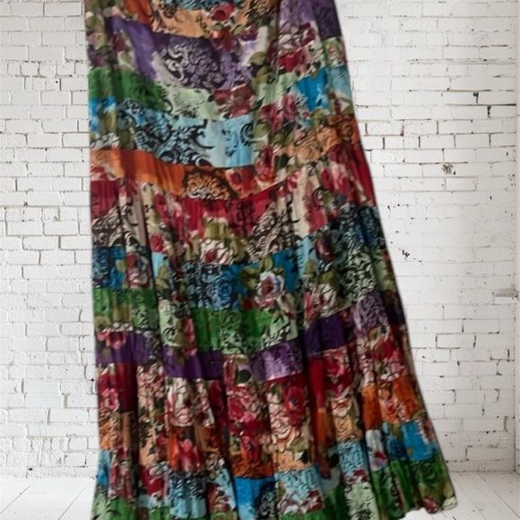 Skirt dress womens flare skirts boho flow multicolored Tiered dress full - Picture 2 of 8